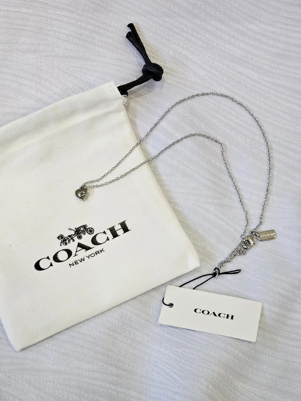 Coach Silver Heart Pendant Necklace with 'C' Initial - Picture 5 of 11